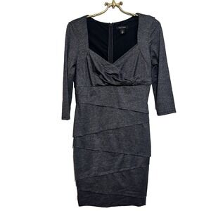White House Black Market Woman's 3/4 Sleeve Metallic Sparkle Tierd‎  Dress 10